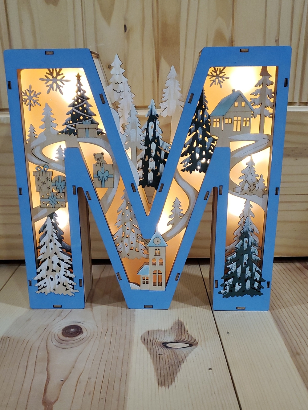 Anthropologie Wooden Light Up Letter M